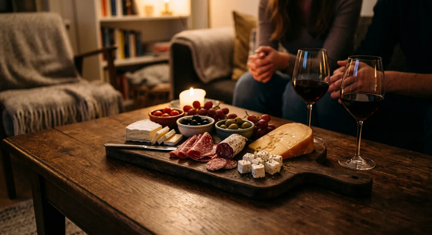 Borrelplank met wijn
